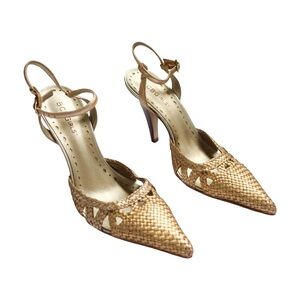 BCBGirls Champagne Gold Woven Heels